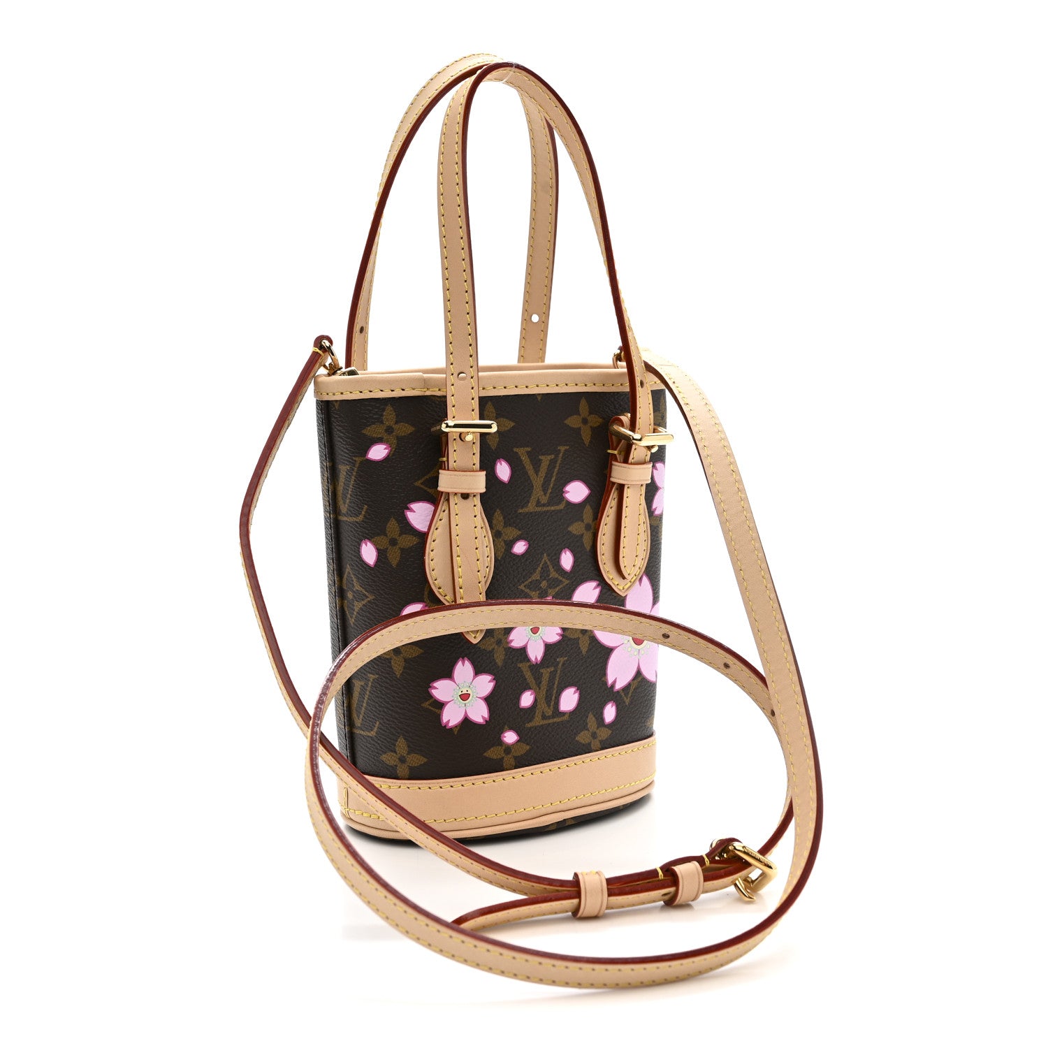 Louis Vuitton LV X TM Monogram Cherry Blossom Nano Bucket Sakura Brown 3 of 9