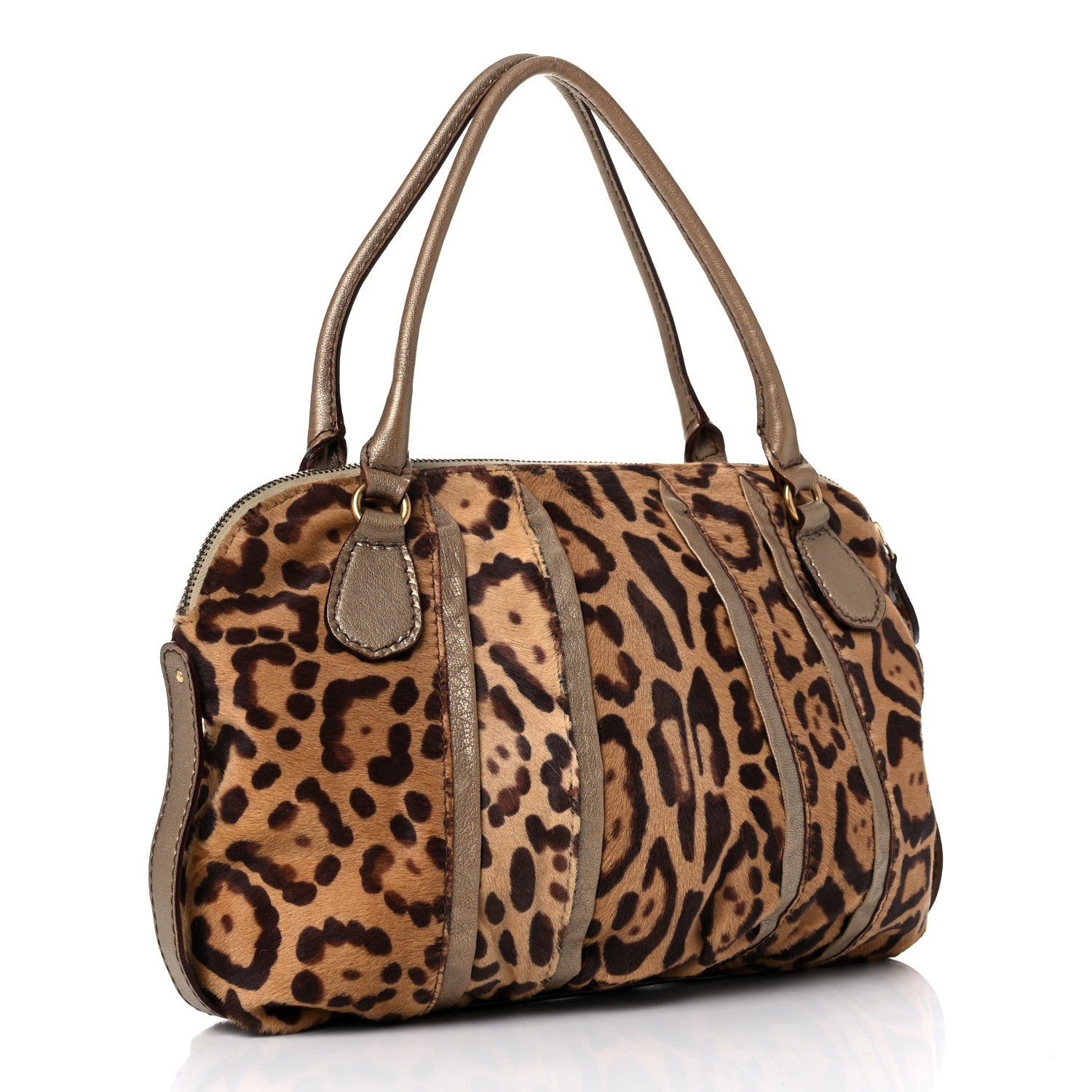 Valentino Garavani Calf Hair Leopard Print Shoulder Bag Gold 3 of 24