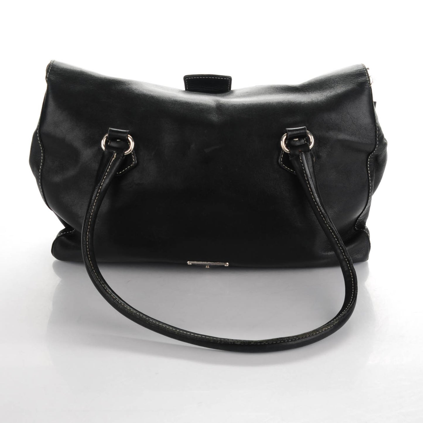 Vitello Easy A Foldover Pushlock Satchel Black
