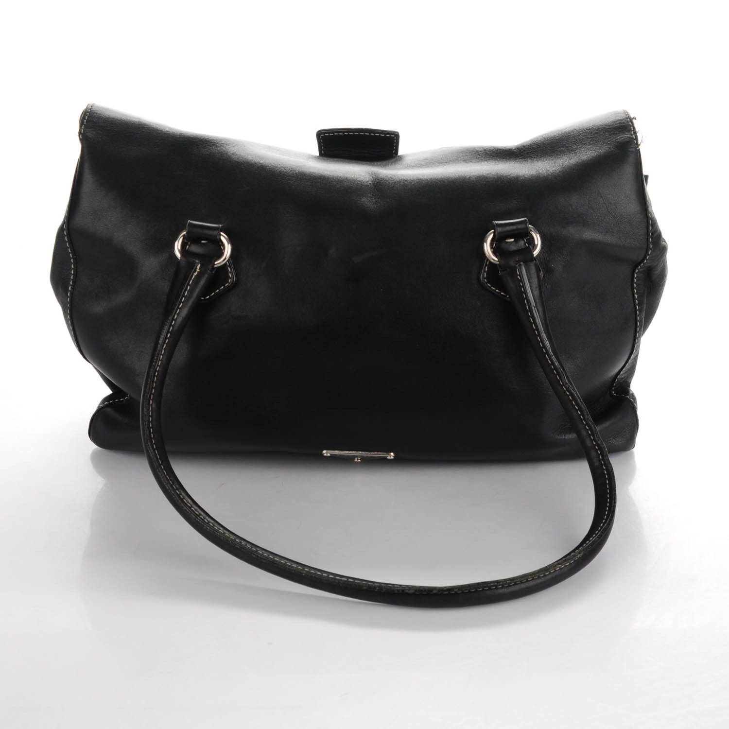Prada Vitello Easy A Foldover Pushlock Satchel Black 4 of 19