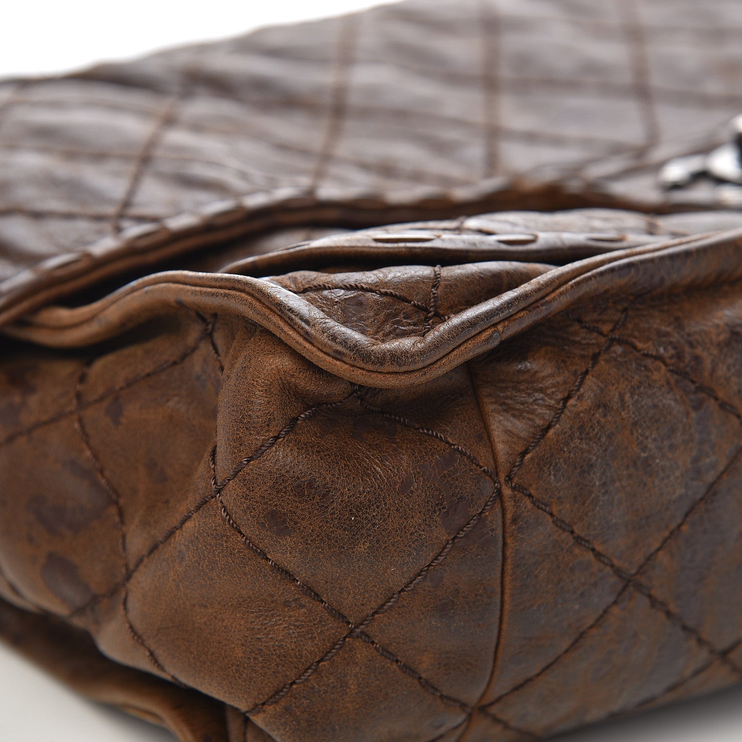 Chanel Aged Crumpled Calfskin Vintage Flap Brown 12 of 17