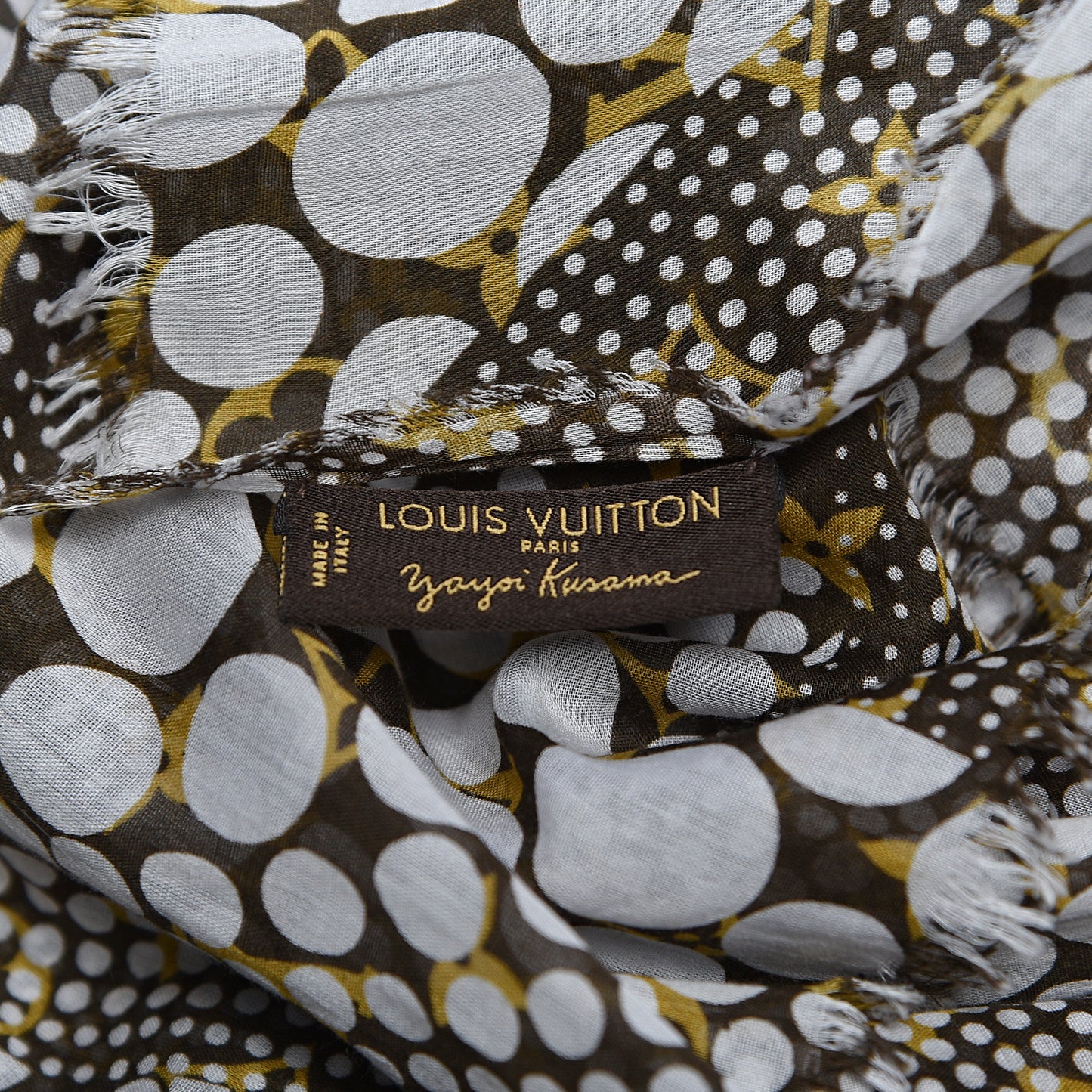 Cotton Monogram Kusama Infinity Dots Pareo Scarf White