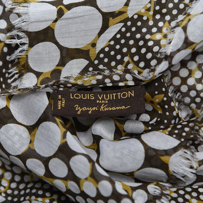 Louis Vuitton Cotton Monogram Kusama Infinity Dots Pareo Scarf White 4 of 6