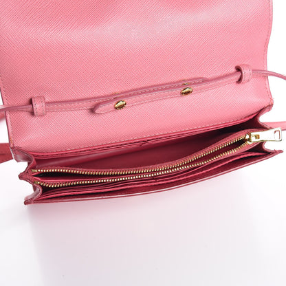 Prada Saffiano Lux Metal Flap Wallet with Strap Peonia Geranio 5 of 7