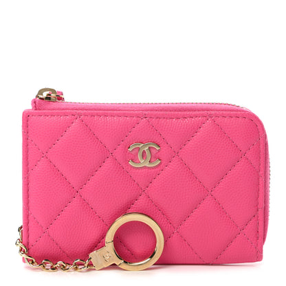 Chanel Caviar Quilted Zipped Key Holder Case Pink 1 of 8