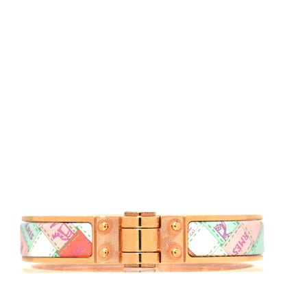 Hermes Enamel Printed Narrow Bolduc Au Carre Hinged Bracelet S Romantique 1 of 6