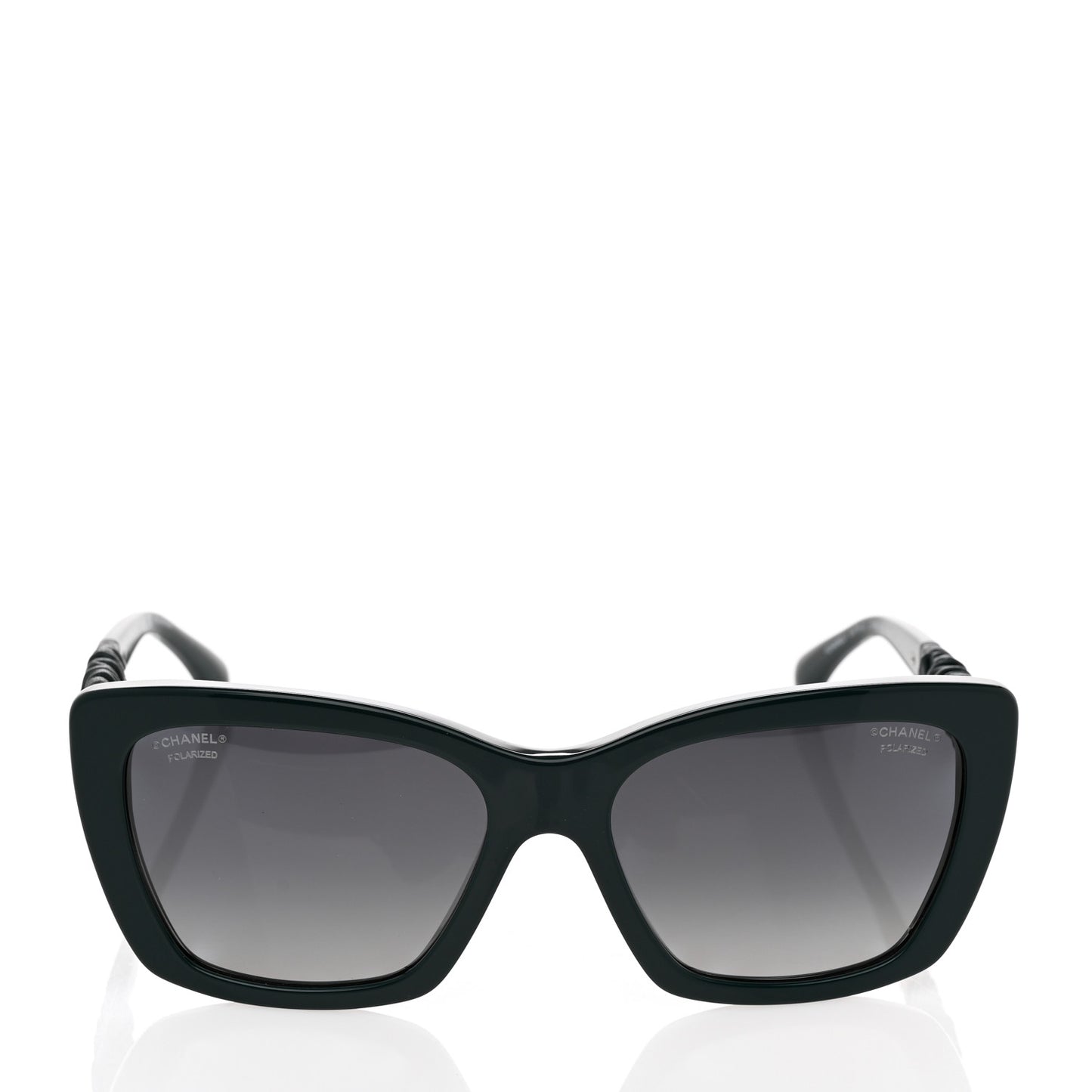 Acetate Calfskin Polarized Square Sunglasses 5476-Q-A Black