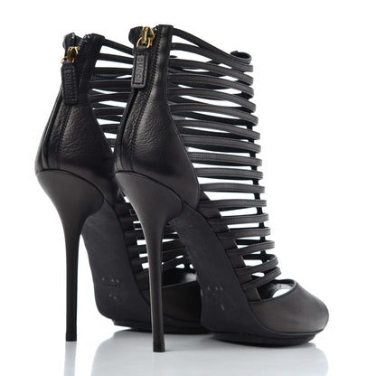 Gucci Saddle Soft Lux Peep Toe Caged High Heel Sandals 36.5 Black 4 of 16