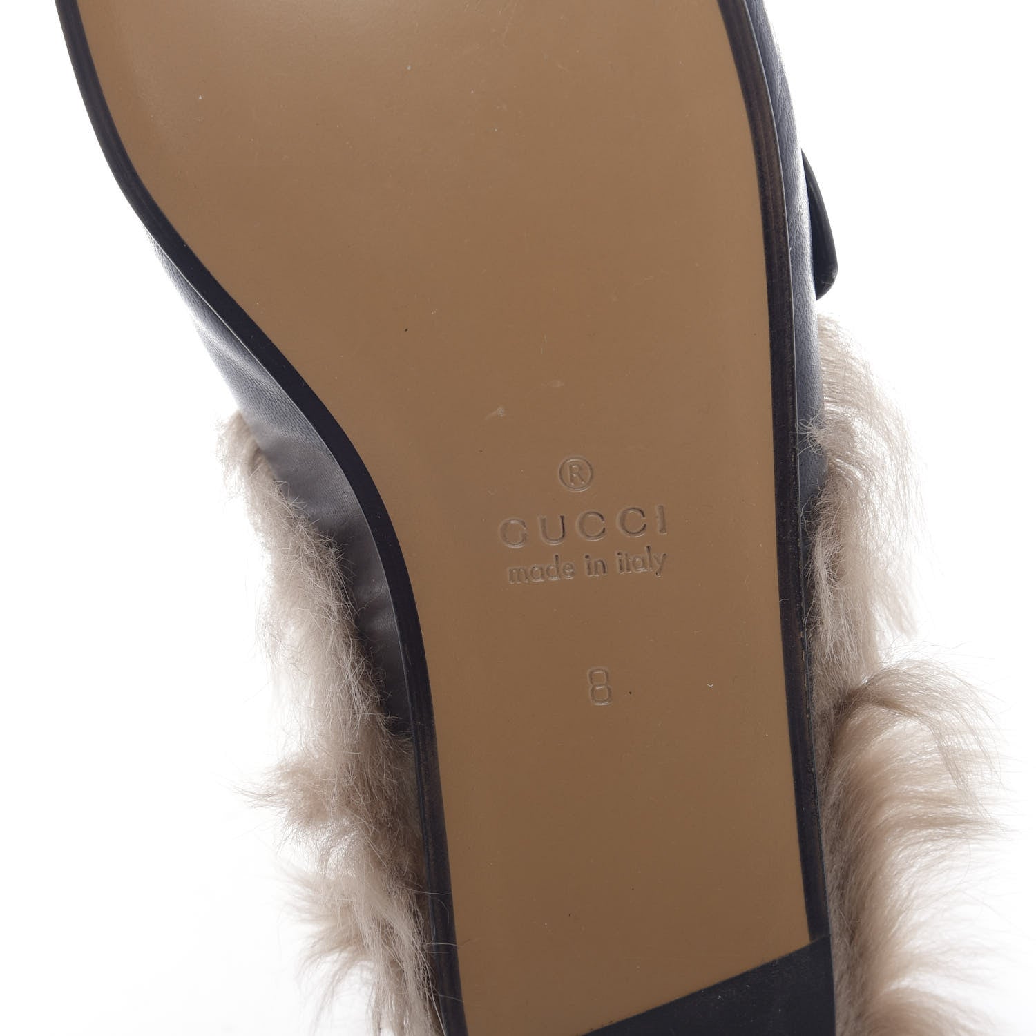 Gucci Goatskin Fur Web GG Mens Princetown Slippers 8 Black 6 of 8