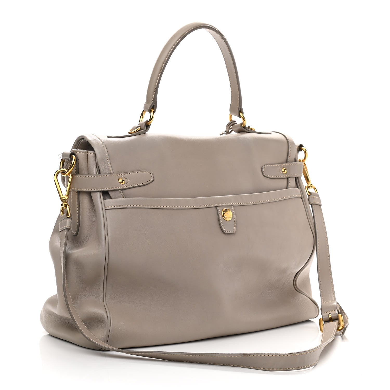 Prada City Calfskin Foldover Pushlock Top Handle Satchel Argilla 2 of 12
