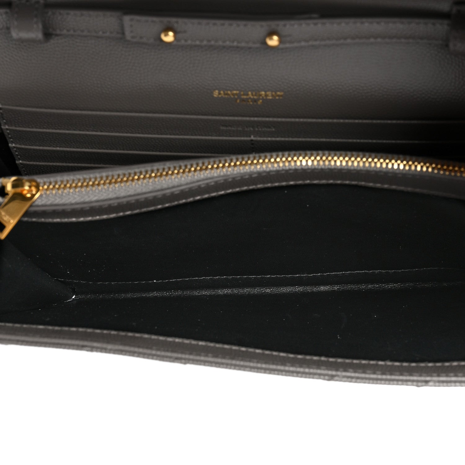 Saint Laurent Grain De Poudre Matelasse Chevron Monogram Chain Wallet Fog 5 of 10
