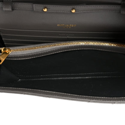 Saint Laurent Grain De Poudre Matelasse Chevron Monogram Chain Wallet Fog 5 of 10