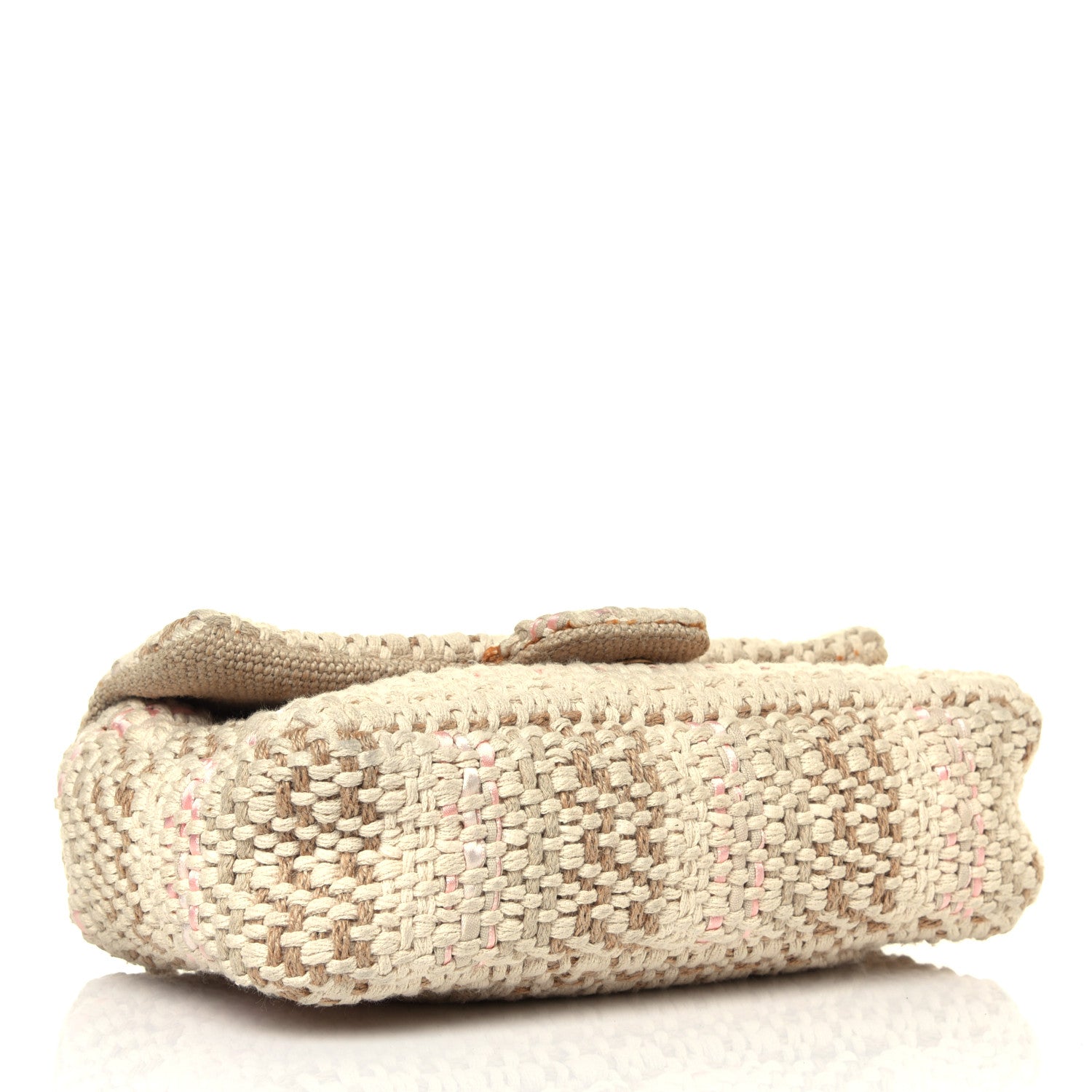 Chanel Tweed Chain Braid Small Single Flap Beige White 5 of 13