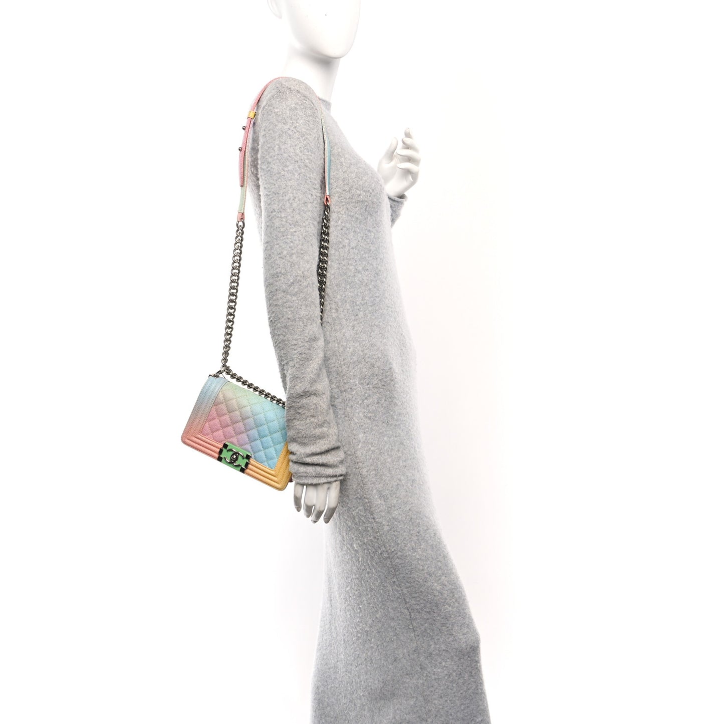 Caviar Quilted Small Cuba Rainbow Boy Flap Multicolor