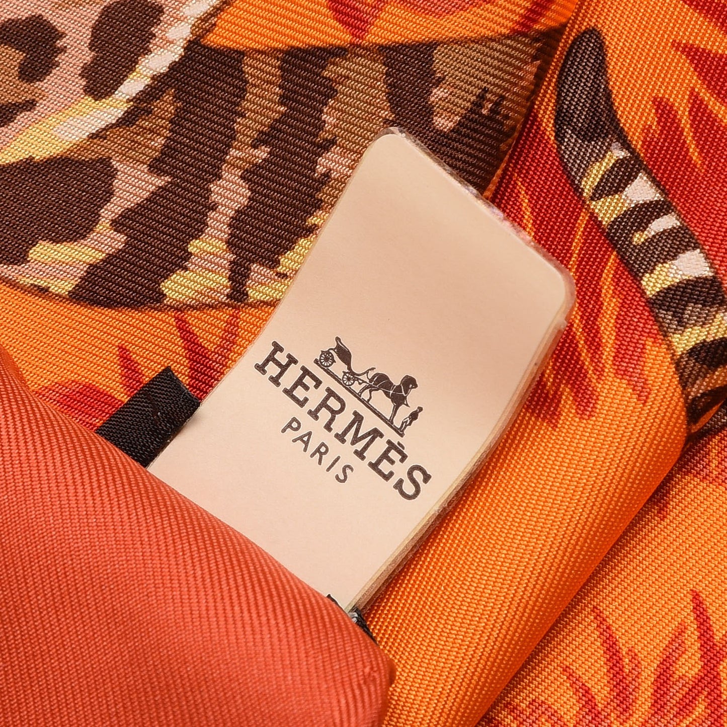 Silk Tendresse Feline Scarf 90 Brique Orange Bleu