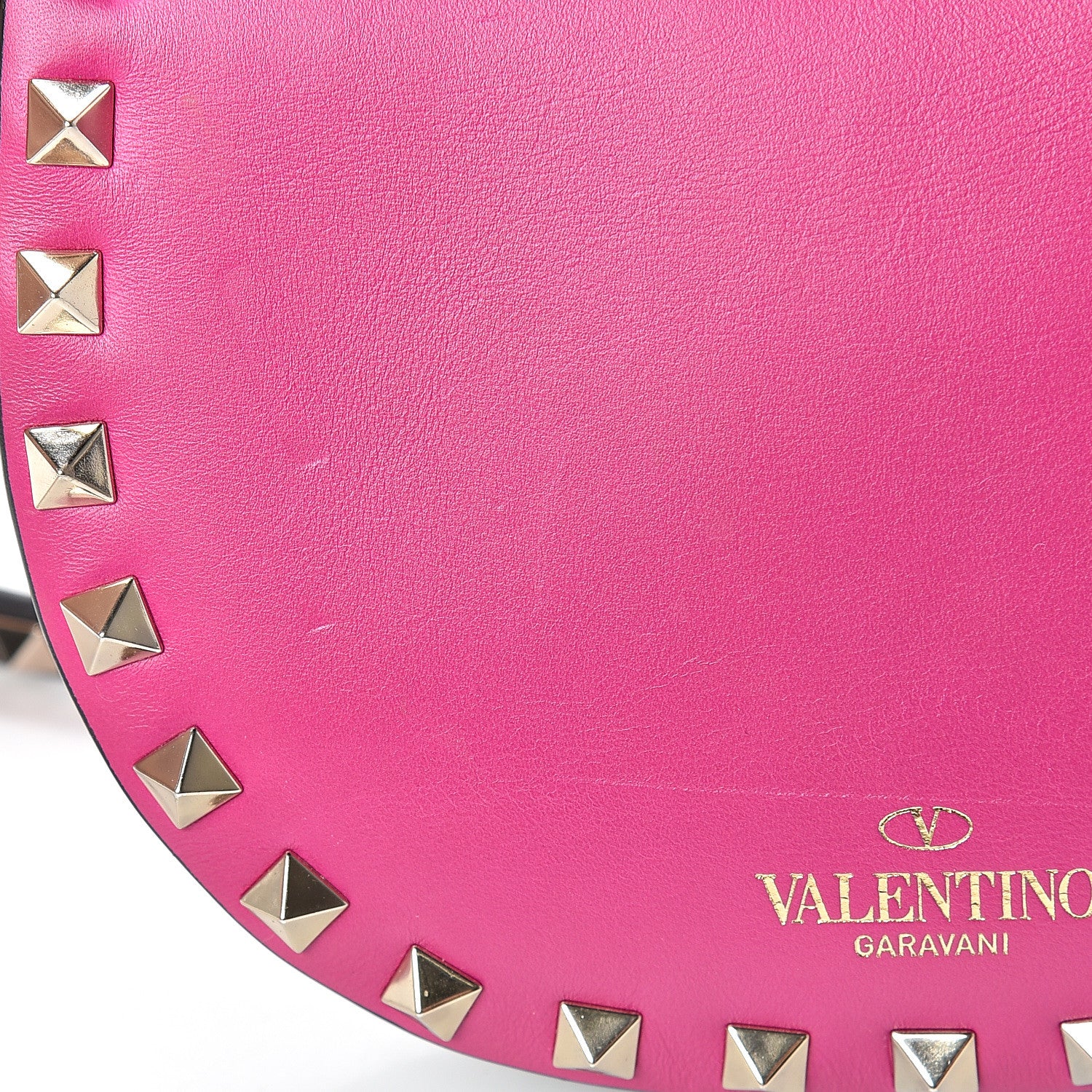 Valentino Garavani Vitello Rockstud Halfmoon Saddle Bag Fuxia Black 14 of 14