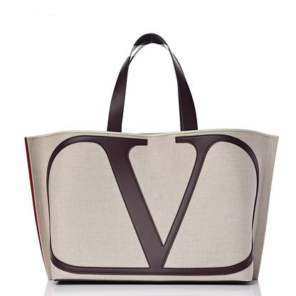 Valentino Garavani Canvas Large Escape Tote Natural Brown 3 of 12