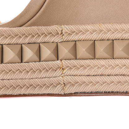 Christian Louboutin Calfskin Rope Cataclou 140 Wedge Sandals 40 Nude 12 of 21