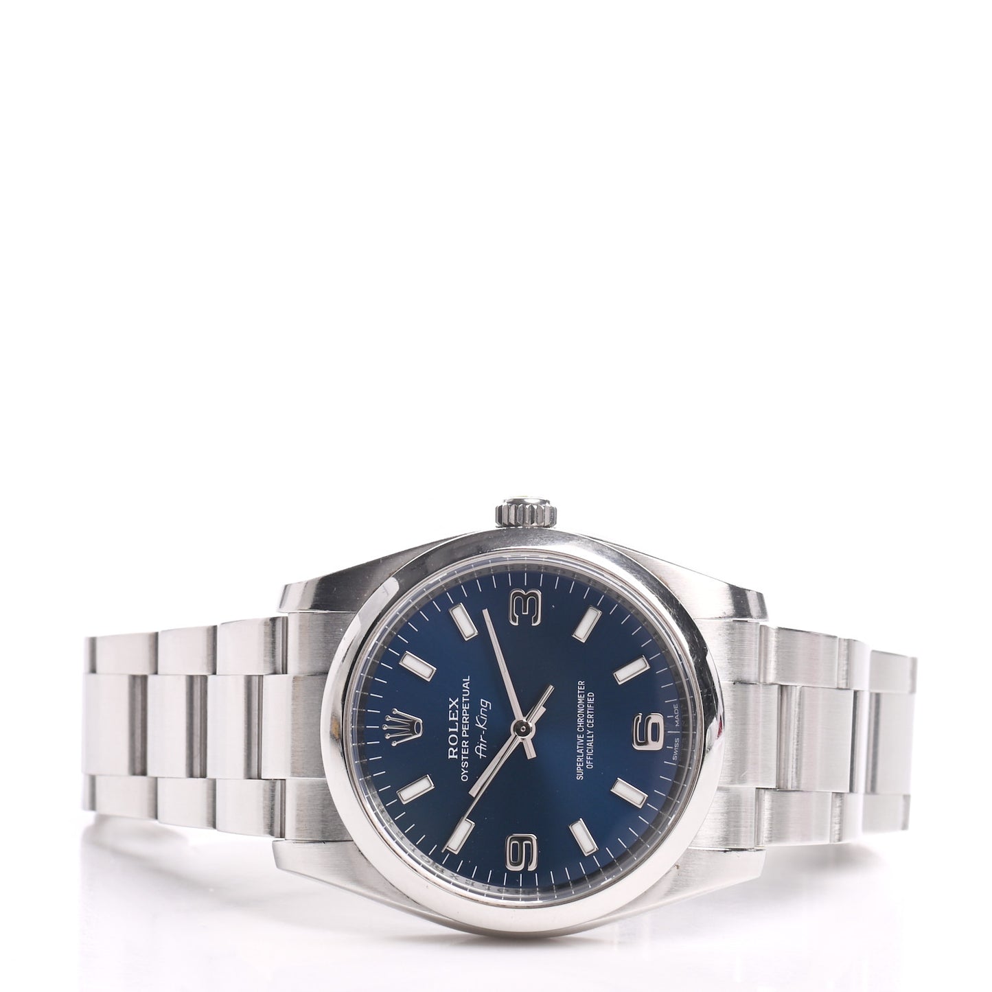 Stainless Steel 34mm Oyster Perpetual Air-King Watch Blue 114200