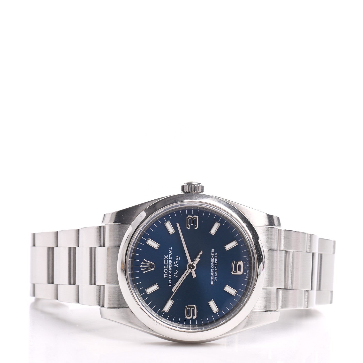 Rolex Stainless Steel 34mm Oyster Perpetual Air-King Watch Blue 114200 2 of 8