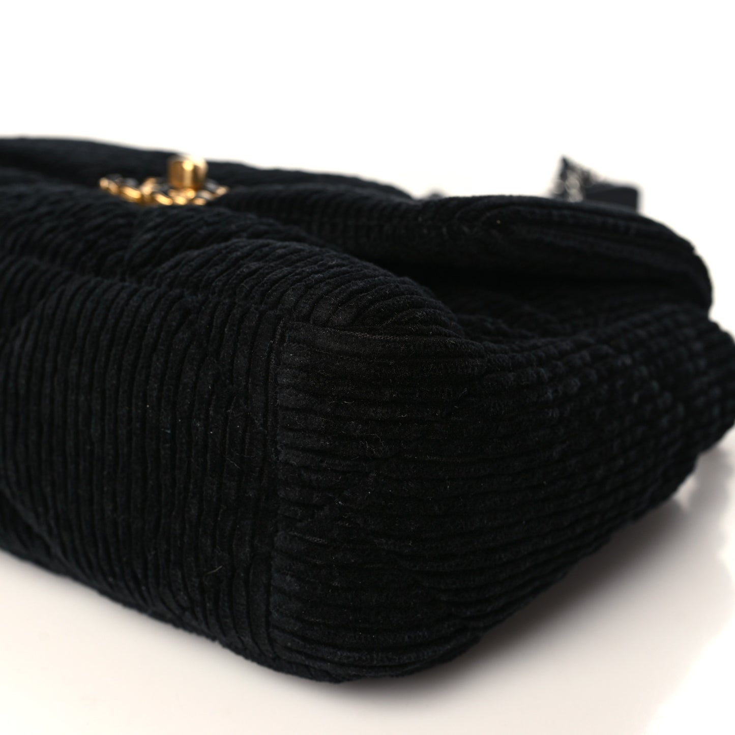 Corduroy Quilted Medium Chanel 19 Flap Black