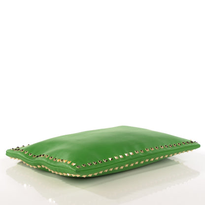 Valentino Garavani Vitello Rockstud Oversized Zip Wristlet Pouch Green 4 of 6