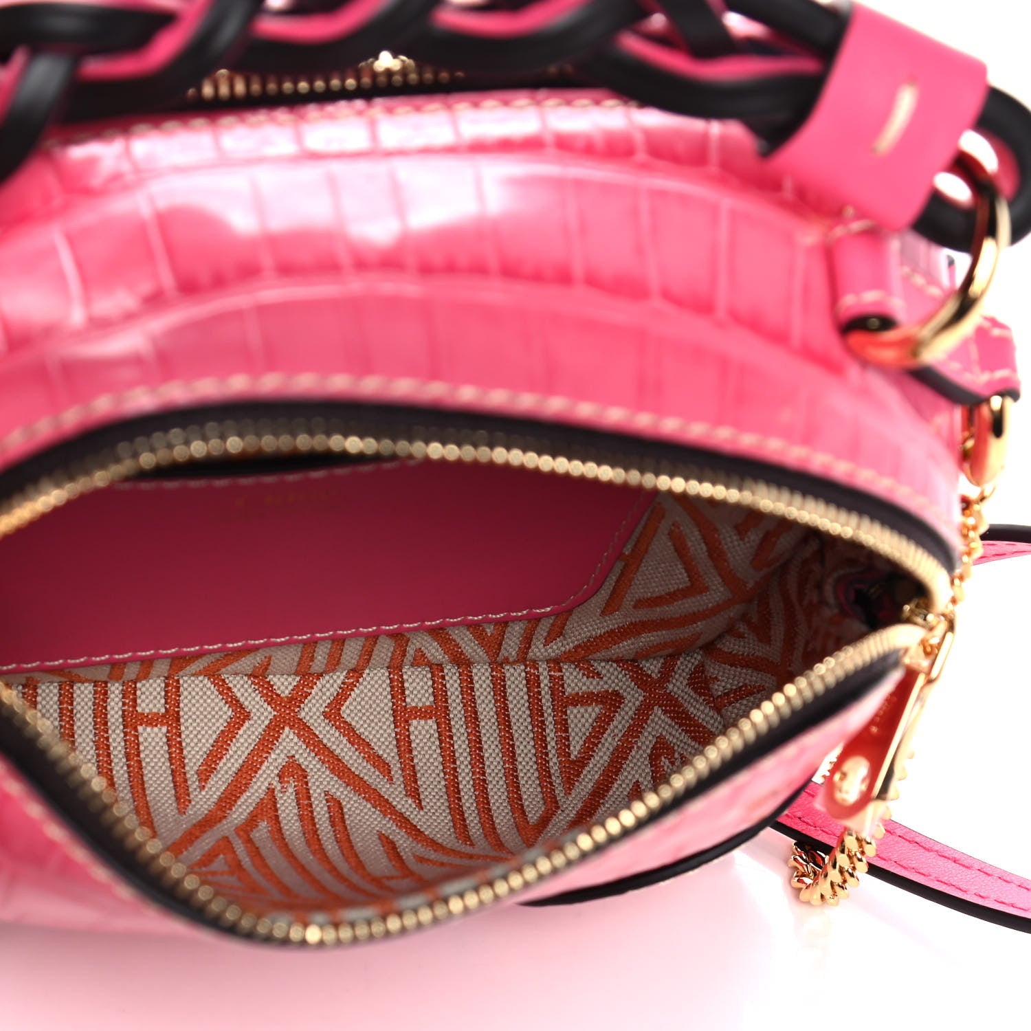 Chloe Crocodile Embossed Mini Daria Chain Bag Hot Pink 5 of 12