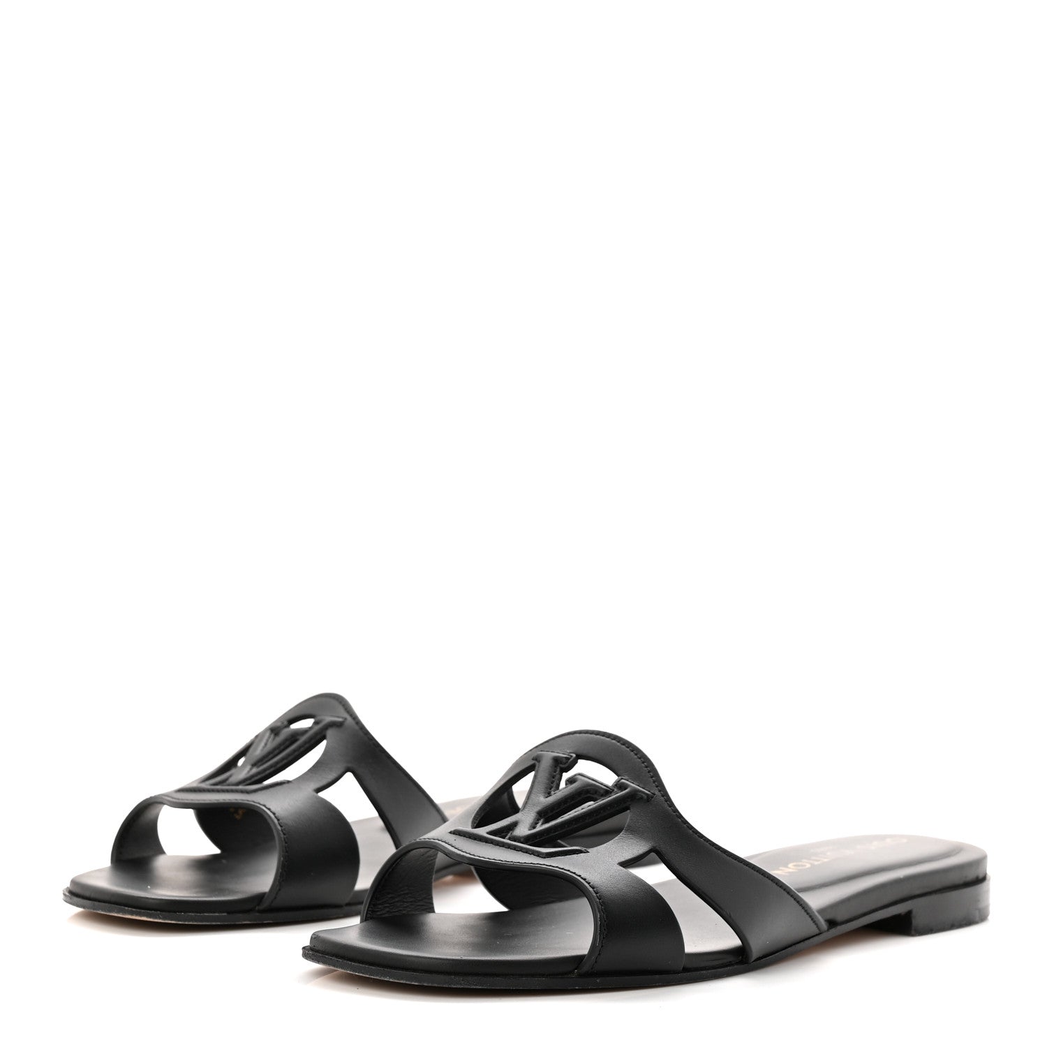 Louis Vuitton Calfskin LV Isola Flat Sandals 37.5 Black 4 of 9