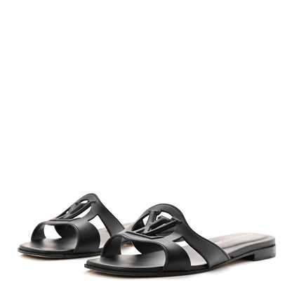 Louis Vuitton Calfskin LV Isola Flat Sandals 37.5 Black 4 of 9