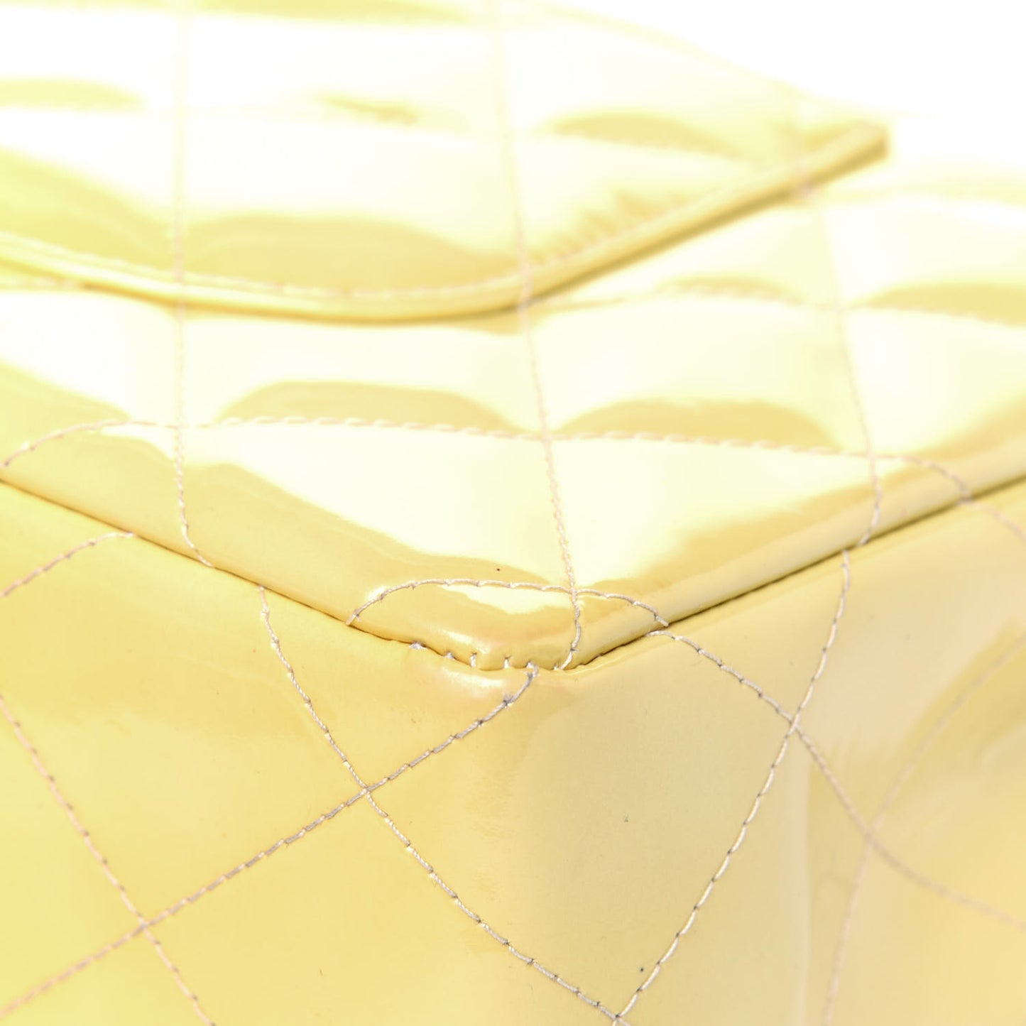Patent Quilted Medium Single Flap Yellow