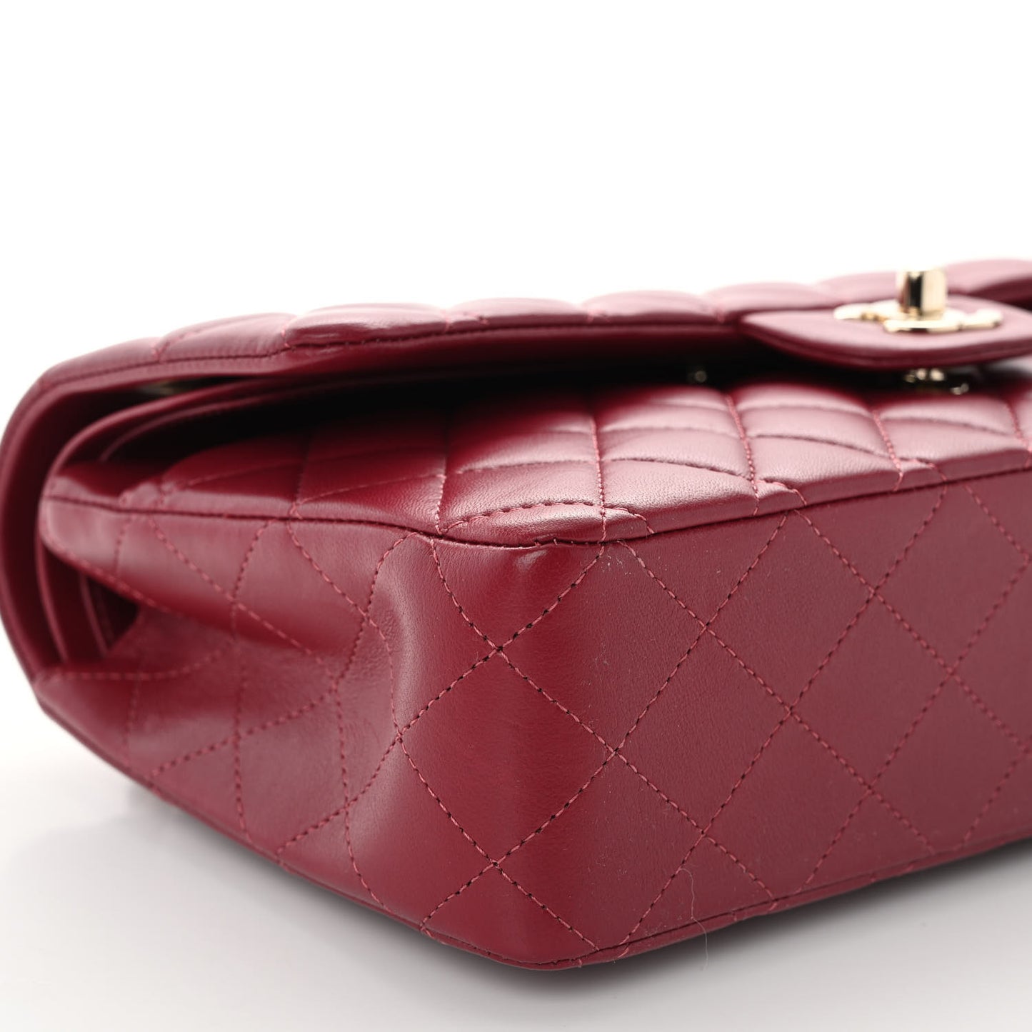 Lambskin Quilted Medium Double Flap Burgundy