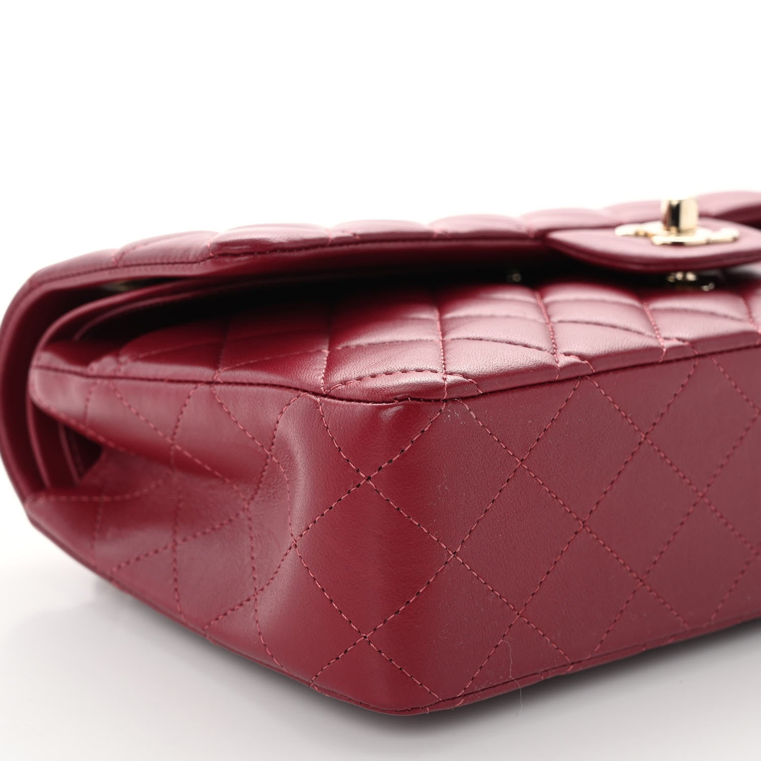 Chanel Lambskin Quilted Medium Double Flap Burgundy 8 of 10