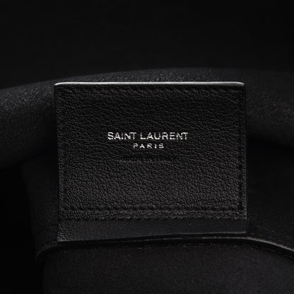 Saint Laurent Calfskin Large Fringe Shopping Tote Black 7 of 9