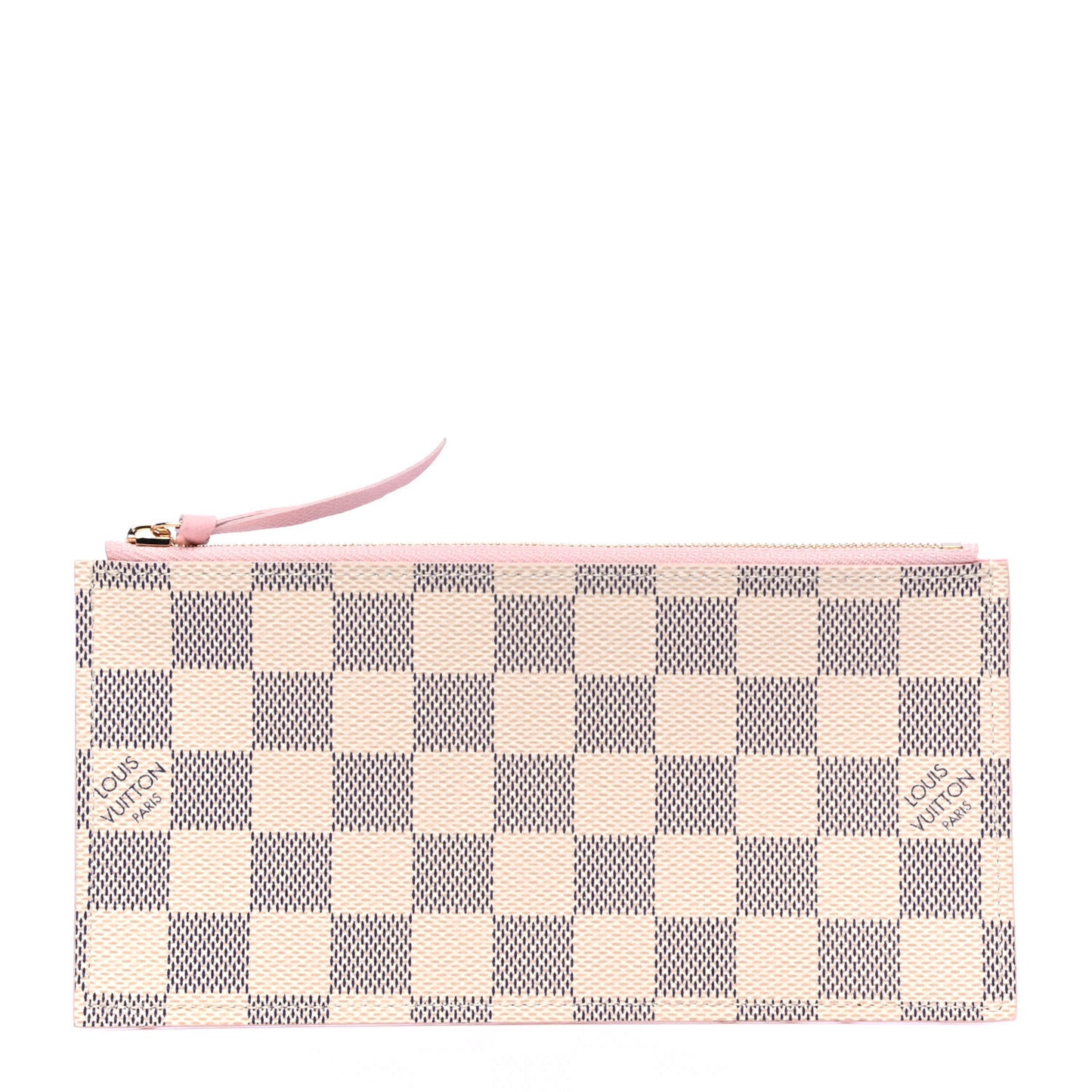 Damier Azur Felicie Chain Wallet Zippered Insert Rose Ballerine