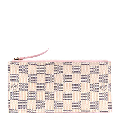 Louis Vuitton Damier Azur Felicie Chain Wallet Zippered Insert Rose Ballerine 1 of 4