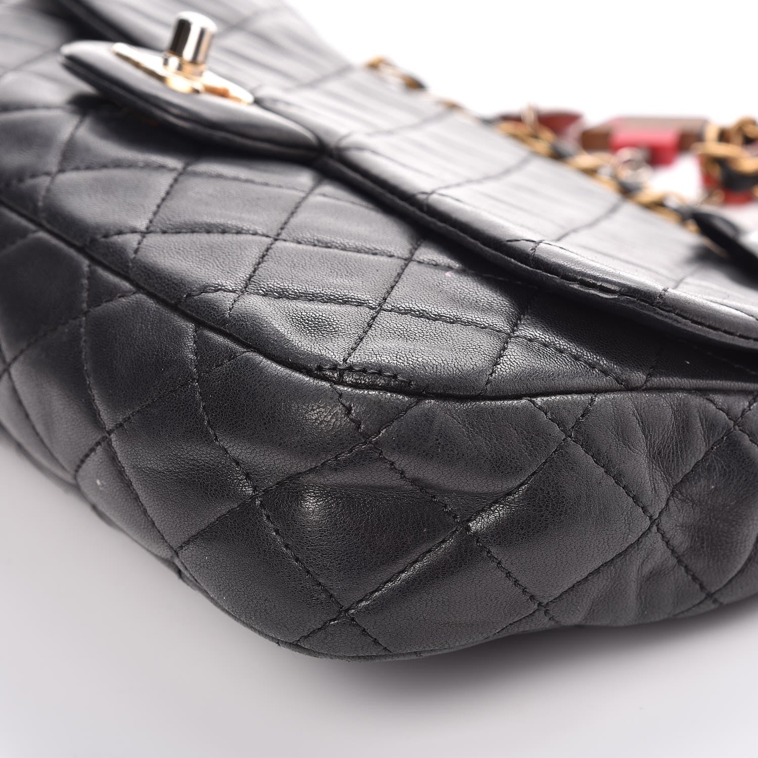 Chanel Lambskin Quilted Medium Cruise Charm Single Flap Black 15 of 18