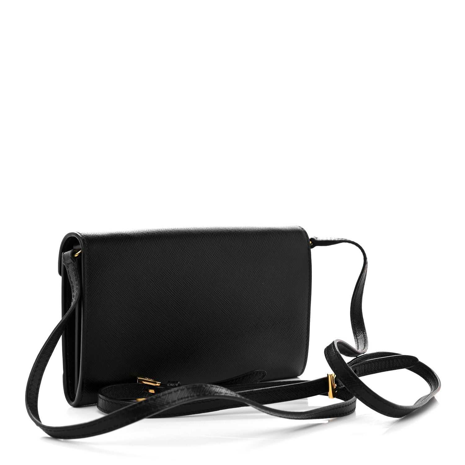 Prada Saffiano Envelope Crossbody Wallet Black 2 of 7
