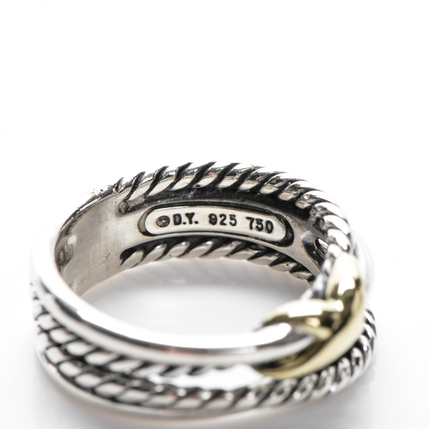 Sterling Silver 18K Yellow Gold 6mm X Crossover Ring 47 4