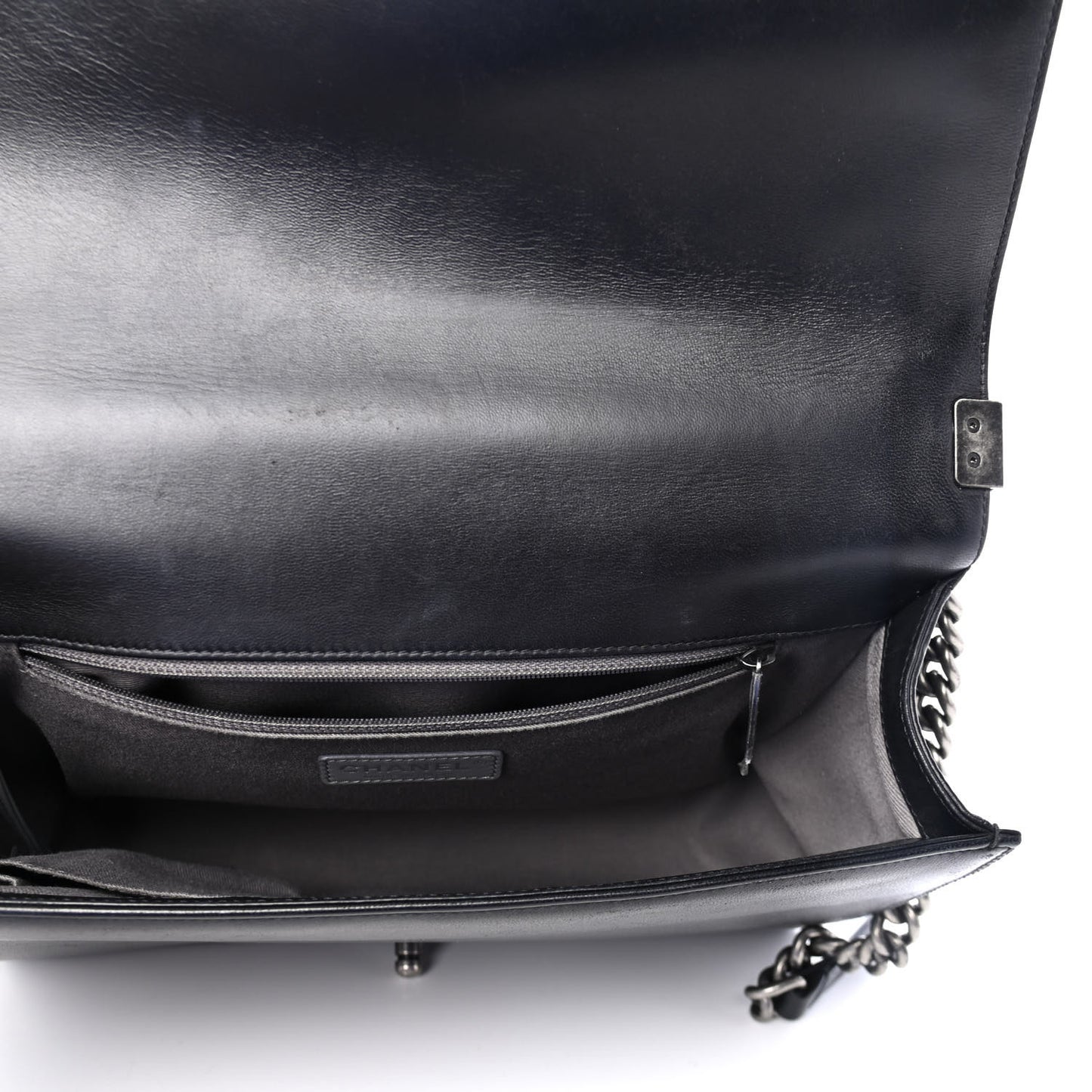Lambskin Quilted Large Boy Flap Black