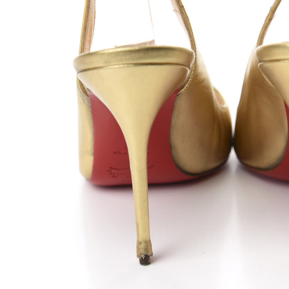 Christian Louboutin Metallic Calfskin Apostrophy 100 Slingback Pumps 39 Gold 7 of 13