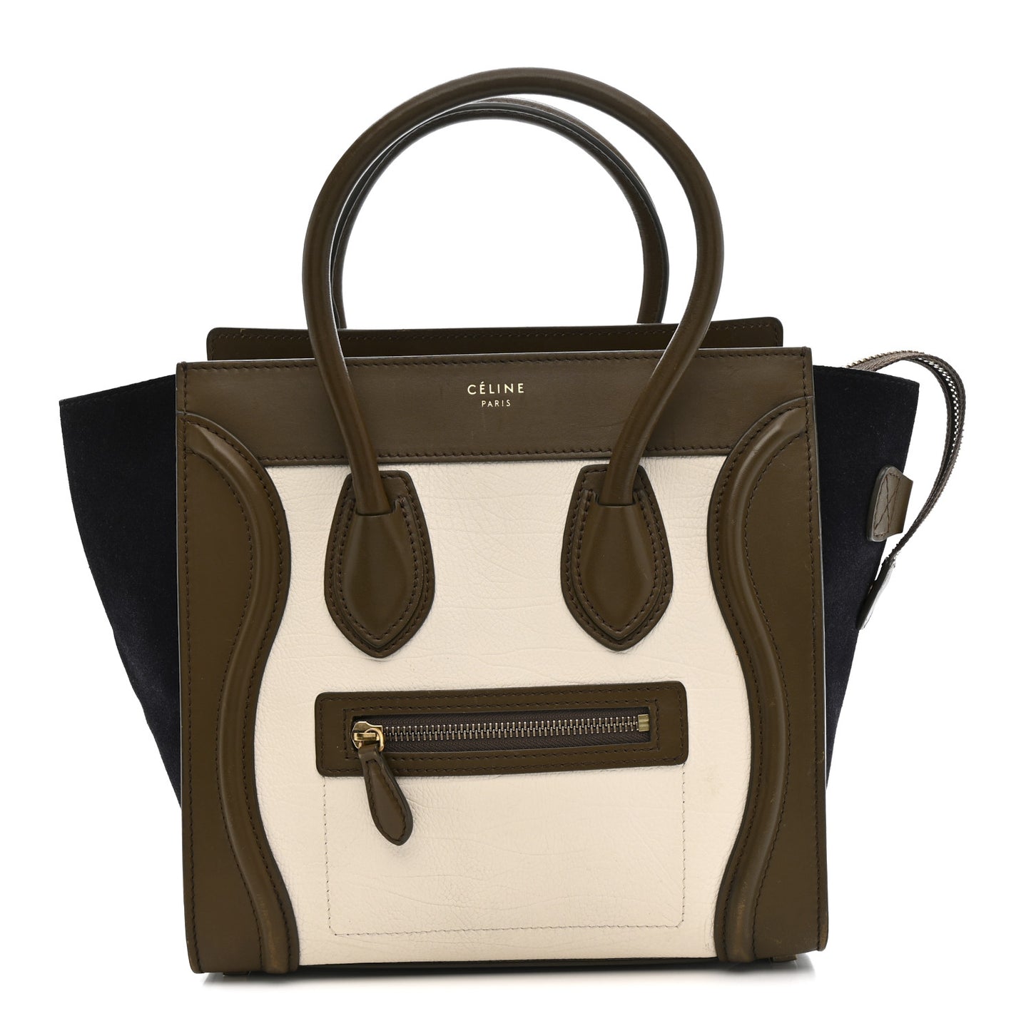 Textured Calfskin Suede Tri-color Mini Luggage Cream
