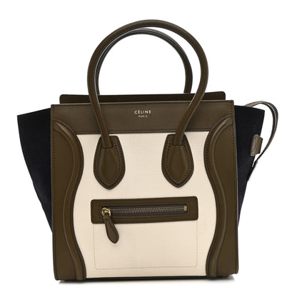 Celine Textured Calfskin Suede Tri-color Mini Luggage Cream 1 of 12