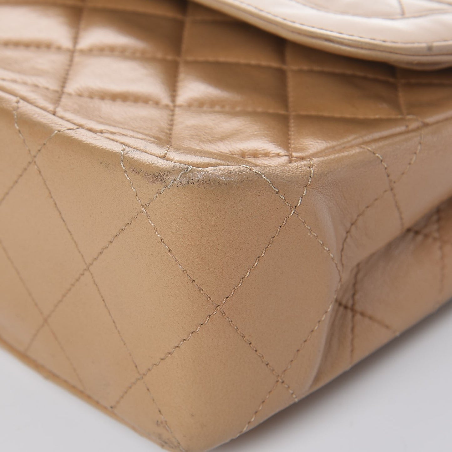 Lambskin Quilted Medium Single Flap Beige