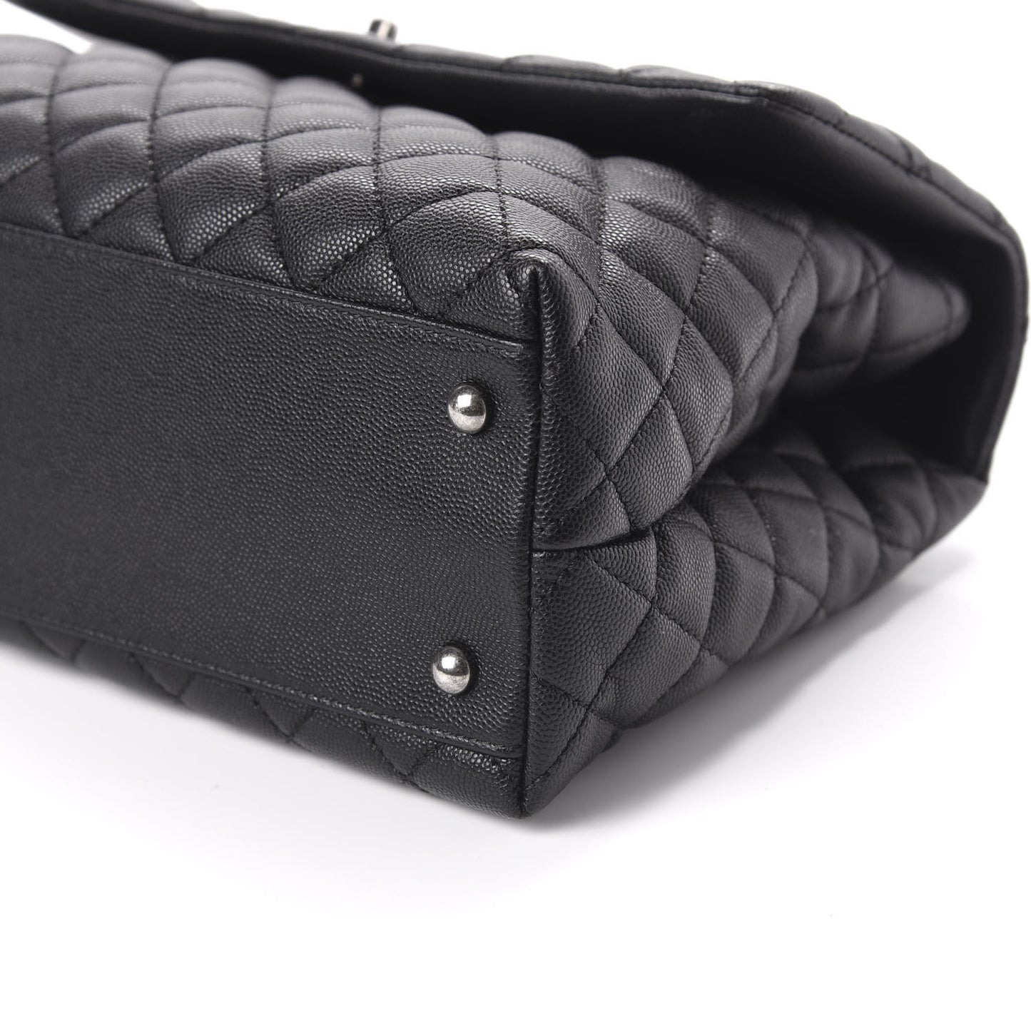 Caviar Lizard Quilted Medium Coco Handle Flap Black