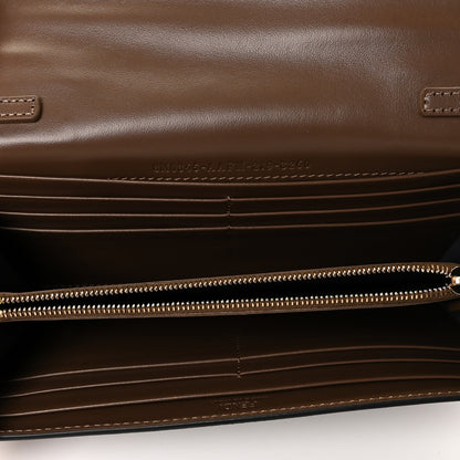 Fendi Vitello Soft F is Fendi Bi-Color FF 1974 Embossed Continental Envelope Wallet On Chain Maya Black 5 of 9