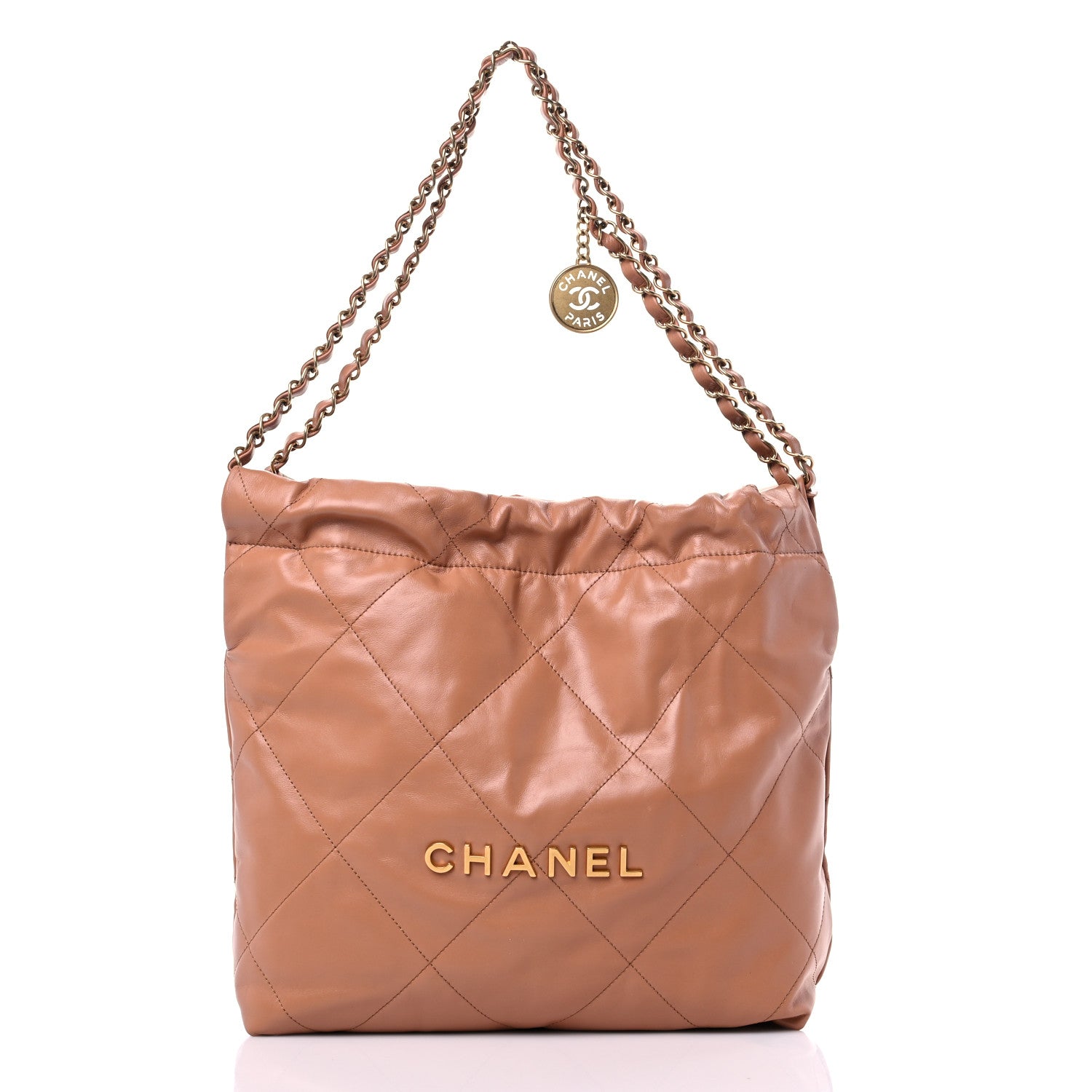 Chanel Shiny Calfskin Quilted Small Chanel 22 Camel 3 of 11
