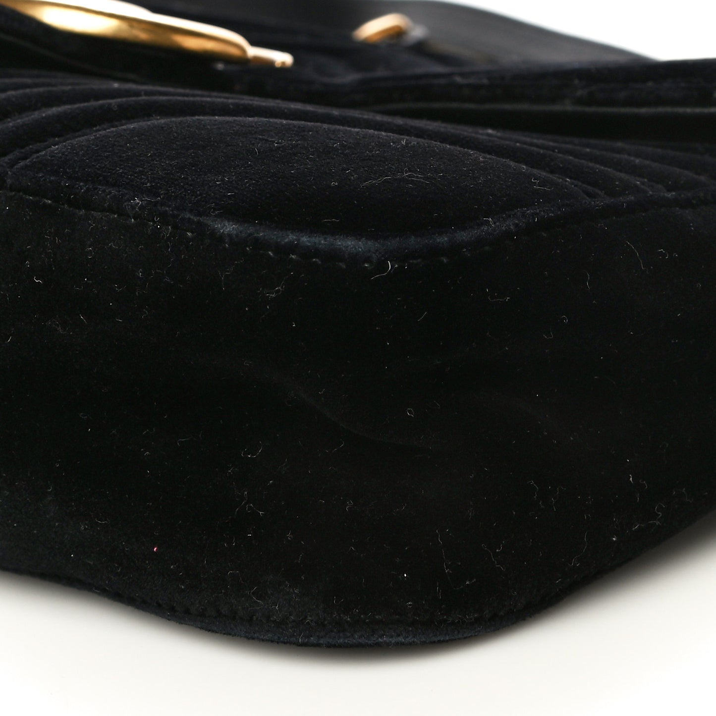 Velvet Matelasse Medium GG Marmont Shoulder Bag Black