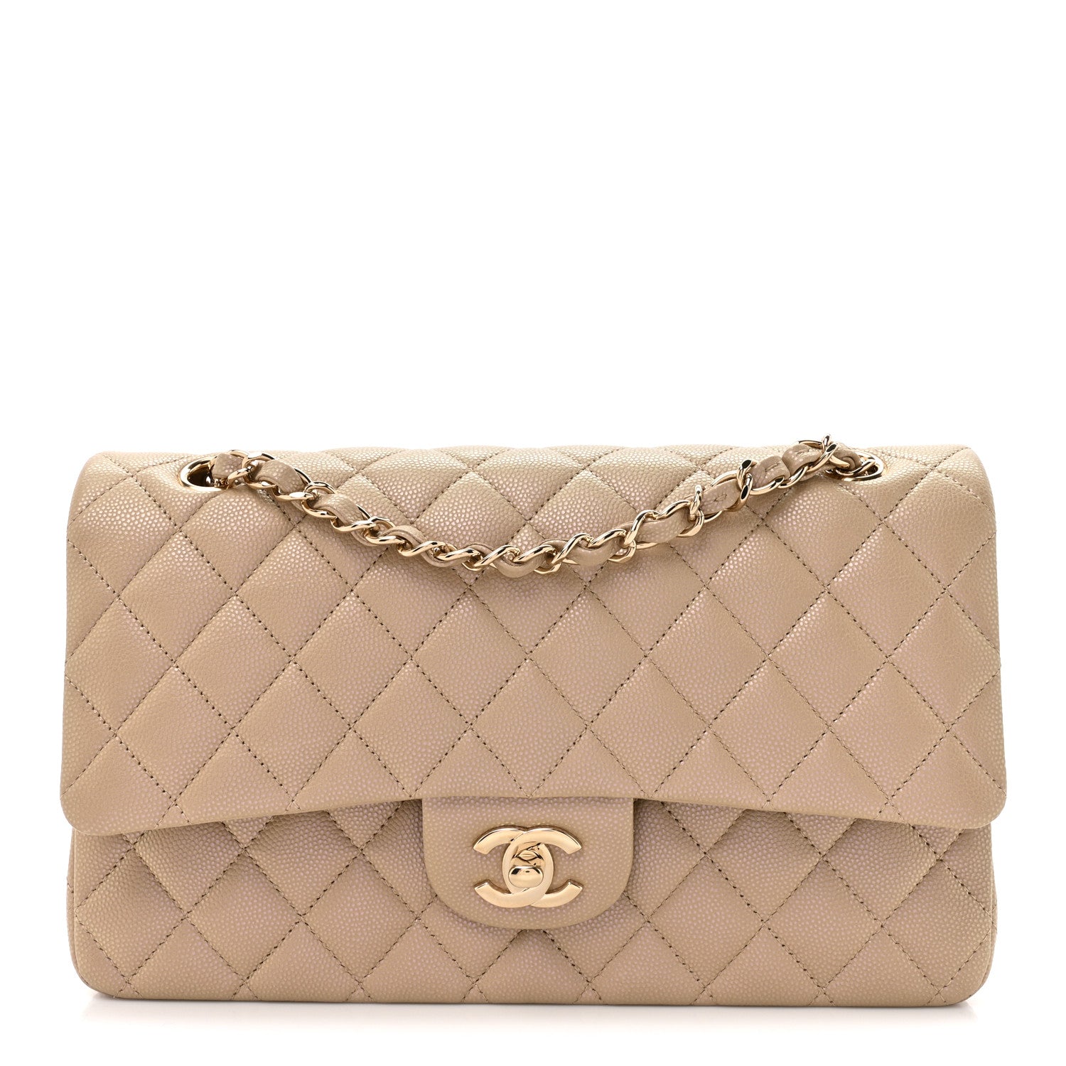 Chanel Iridescent Caviar Quilted Medium Double Flap Dark Beige 1 of 10