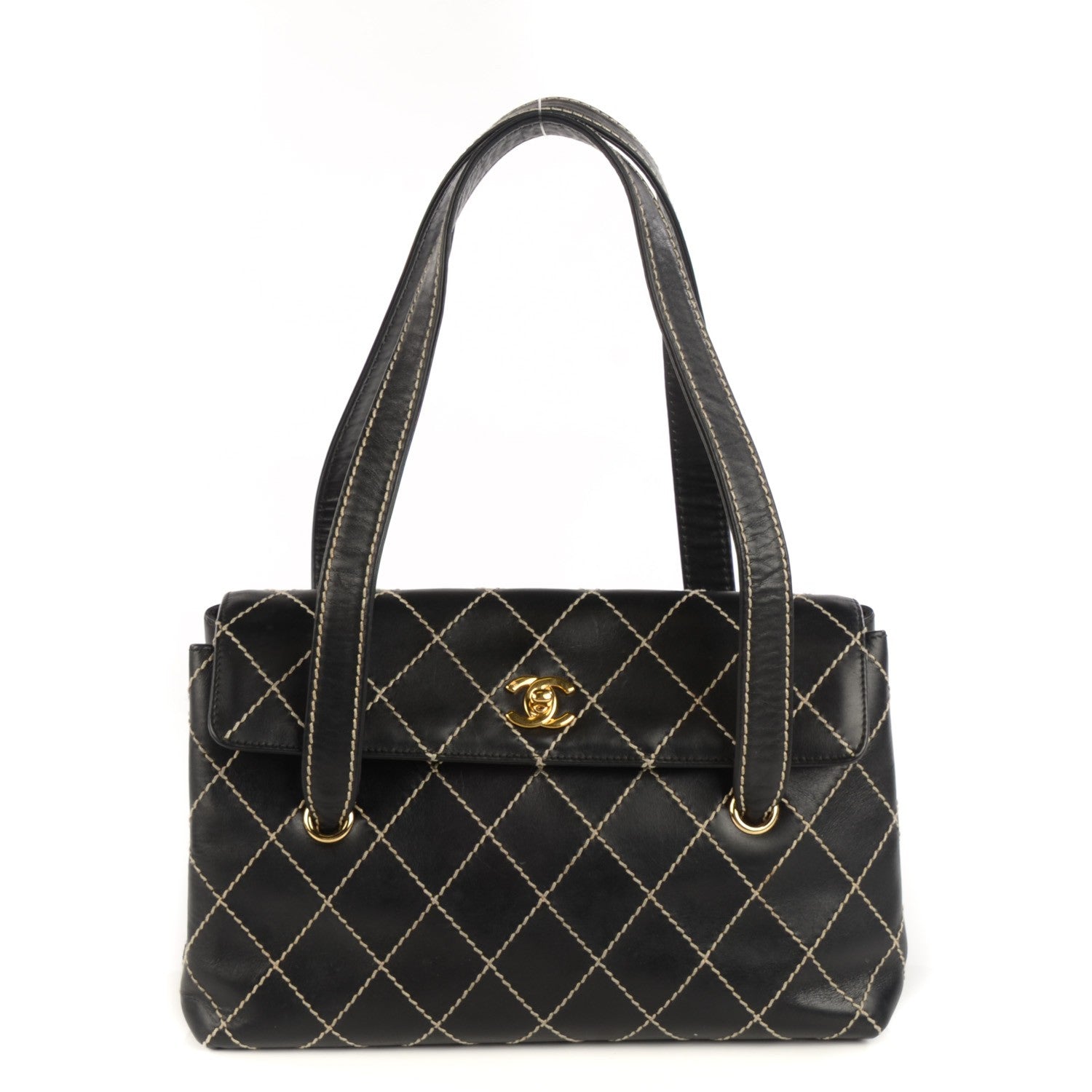 Chanel Calfskin Wild Stitch Shoulder Bag Black 1 of 8