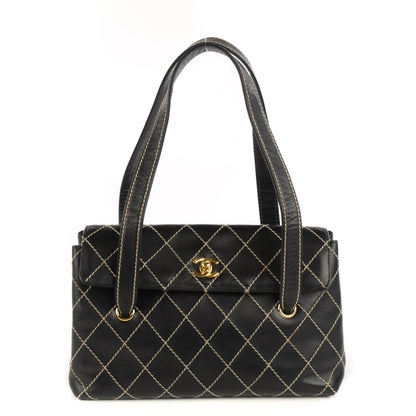 Chanel Calfskin Wild Stitch Shoulder Bag Black 1 of 8